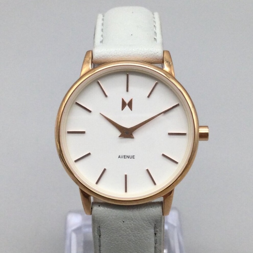 MVMT Avenue Watch: Rose Gold with Gray Tone Band